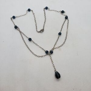 Sterling and Blue Acrylic 16" Necklace 925